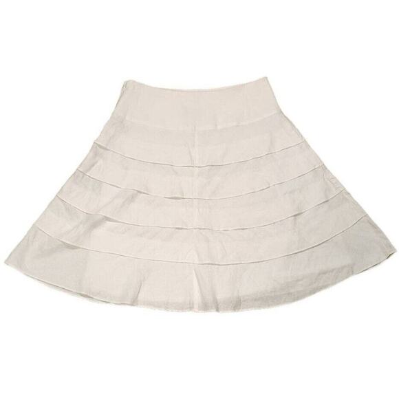 Talbots Women's Petite Size 8P White Layered Mini Linen Skirt - Picture 2 of 7